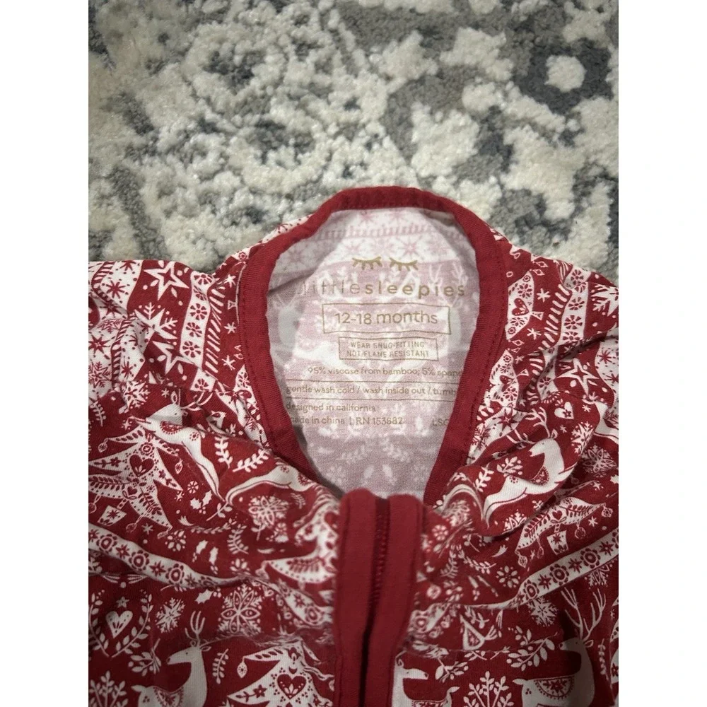Little Sleepies CHRISTMAS HOLIDAY‎ REINDEER CHEER Zippy Pajamas 12-18 Months